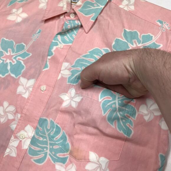 Vintage 90s KALAHEO Hawaiian Shirt Men S Pink Reverse Floral Palms Beach USA - Picture 4 of 16
